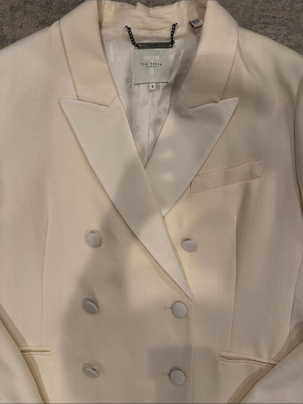 Ted Baker Cream Double-Breasted Blazer Size 4 ( L )